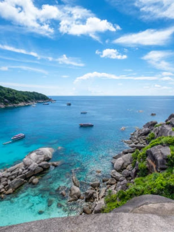 Similan bay sailing rock island in andaman sea, phang nga, thailand
